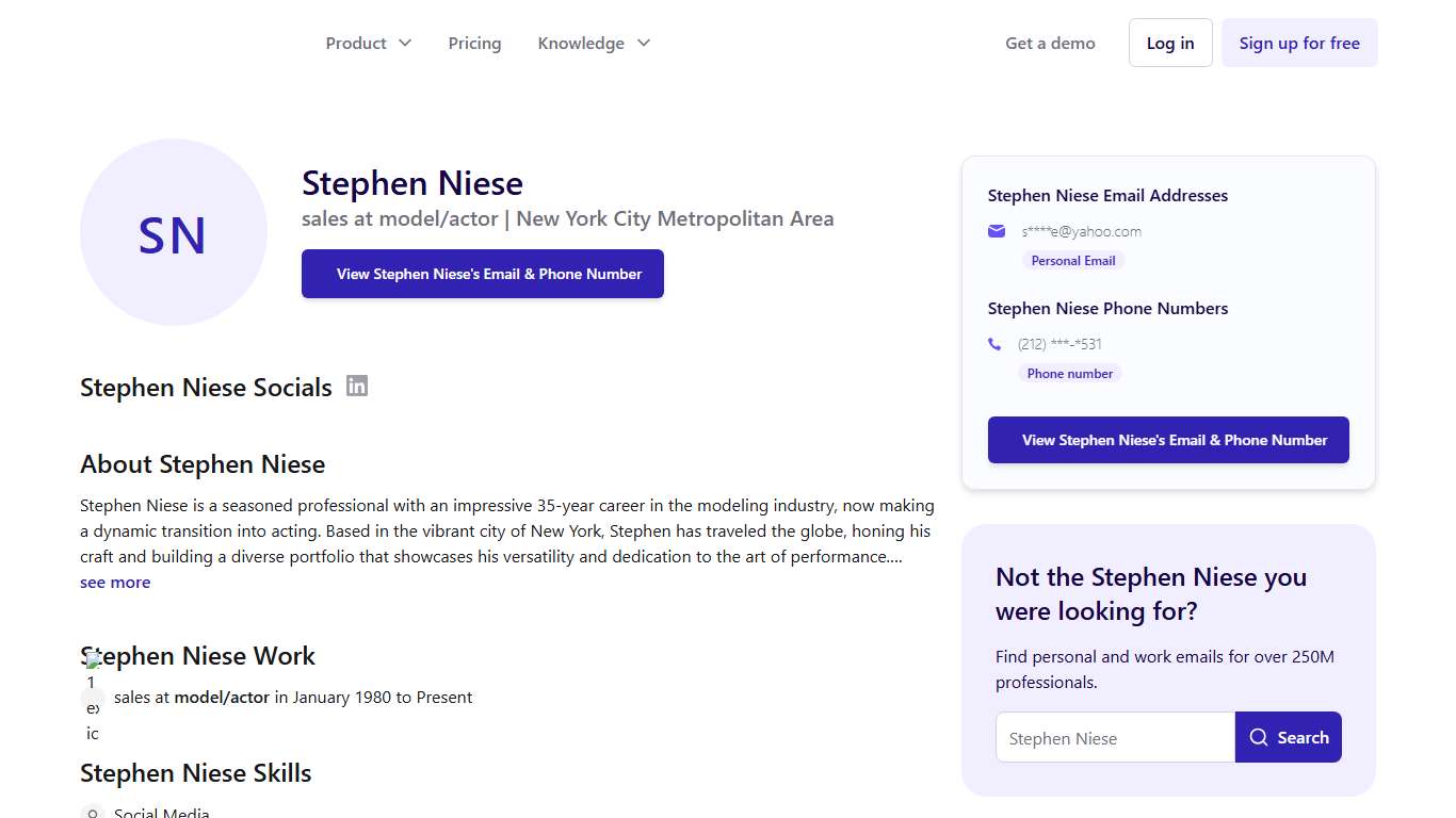 Stephen Niese Email & Phone Number | Live for now - ContactOut